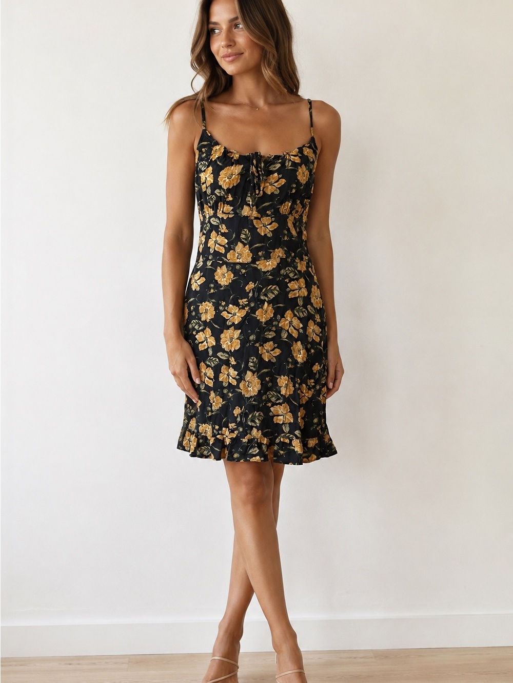 Abercrombie & Fitch Floral Mini Women’s Blue Yellow Summer Dress size Medium